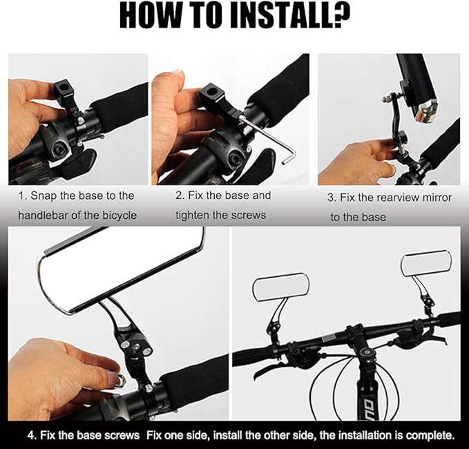 Bike Mirrors Handlebar Rearview Mirror, Bicycle Mirrors for Handlebars 2 pack, Bike Mirrors for Handlebar for Electric Bike, Mountain Bike, and Fixed Gear Bike (black1)