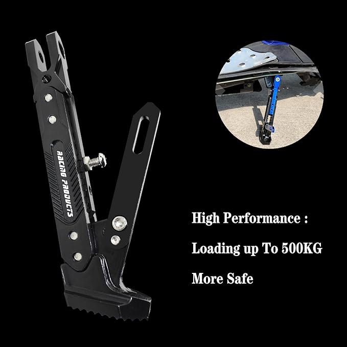 Motorcycle Universal Kickstand Adjustable Modified CNC Aluminum Alloy Adjustable Tripod Holder Kickstand Foot Side Support Stand Motor Scooter Motorbike Motocross Electric Dit Pit Bike （Red) (Black)