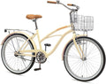 ACEGER 24 26 Inch Women Beach Cruiser Bike, Single Speed and 7 Speed, Adult Hybrid Bike Commuter Bicycle, Hi-Ten Steel Frame with Adjustable Handlebar and Saddle, Multiple Colors