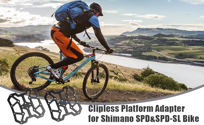 Clipless Platform Adapter for Shimano SPD&SPD-SL Bike Clipless Pedal Adapter Convert to Universal Platform Pedal for Mountain Bike Road Bike Cycle