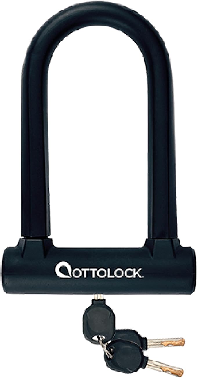 OTTOLOCK Sidekick Compact U-Lock - Heavy Duty Anti Theft Bicycle U-Lock with Keys, Silicone-Coated, Bike Accessories, Black