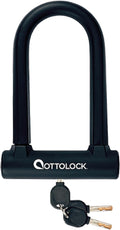 OTTOLOCK Sidekick Compact U-Lock - Heavy Duty Anti Theft Bicycle U-Lock with Keys, Silicone-Coated, Bike Accessories, Black