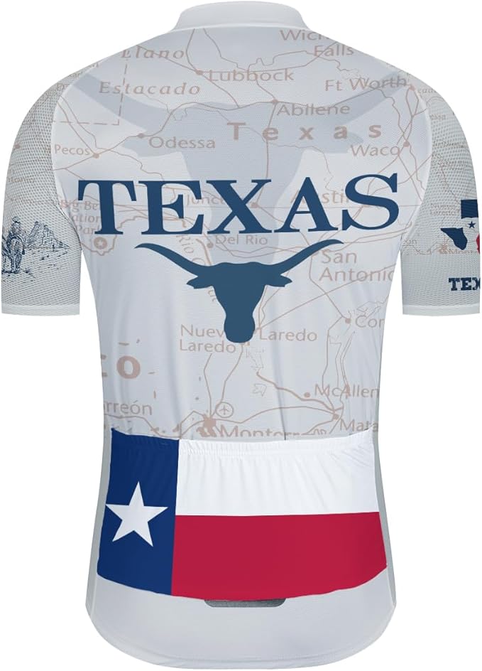 Texas Cycling Jersey Men's Texas State Cycling Shirt Flag Bike Short Sleeve Road Biking Wear Bicycle Shirt