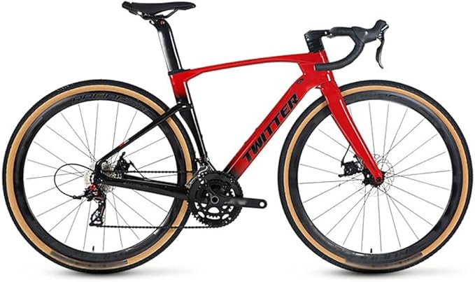 Road Bike Frameset Carbon Lightweight Climbing Cross-Country Frame 45/48/51/54cm Disc Brake Racing Frame Thru Axle 100/142mm Red(54CM)