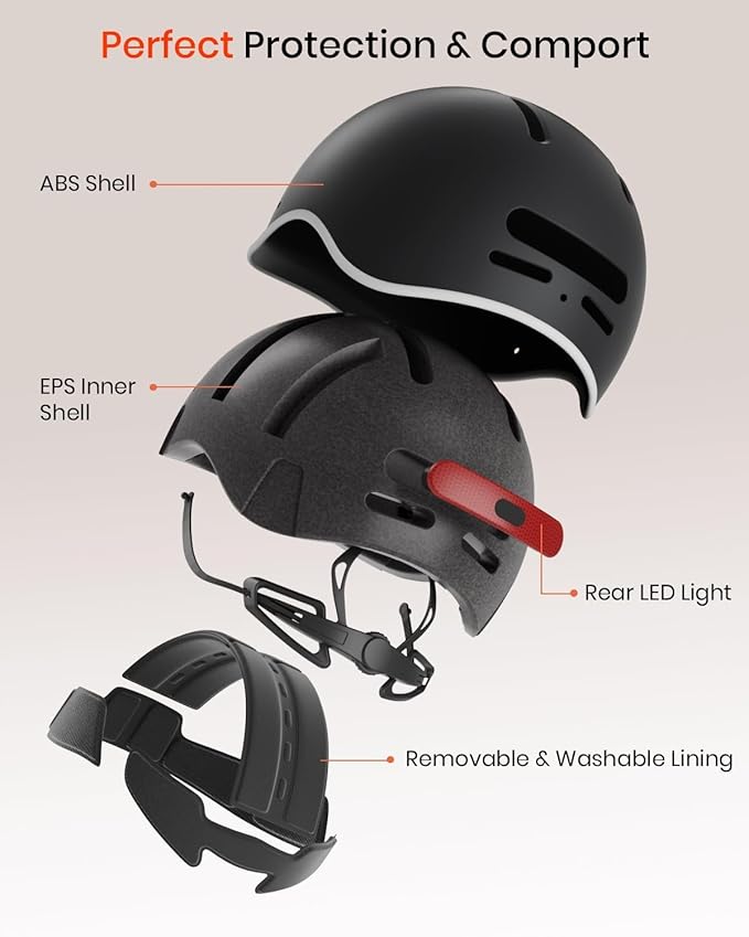 Bike Helmet for Adults with Rechargeable Rear Light, Adjustable Cycling Helmet for Men Women Youth - Safety Certified for Bicycle, Skateboard, Road Bike & Commuting