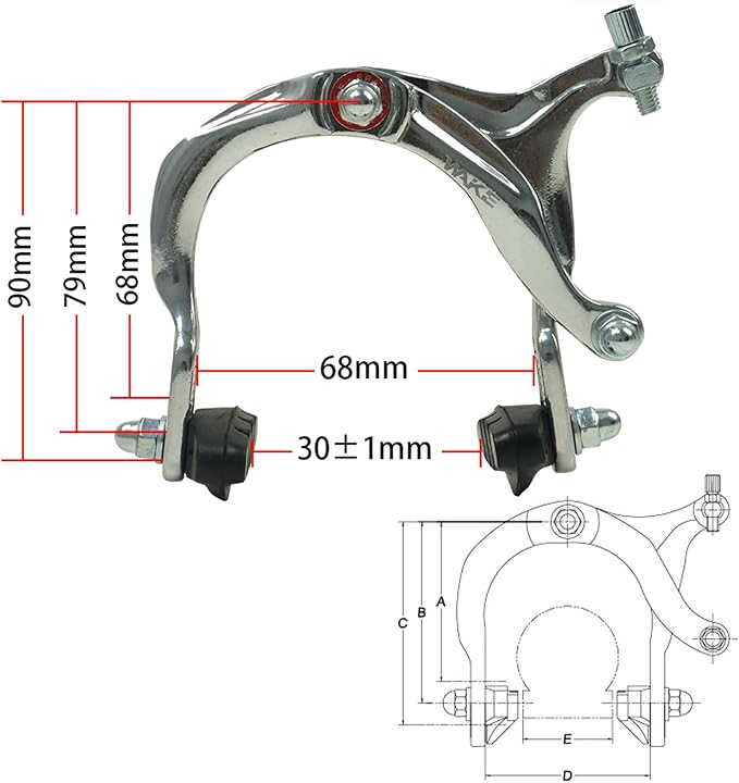 FOMTOR Bike Brake C Brake Caliper Set Bicycle Rear & Front Brakes Kit Aluminum Alloy Side Pull Brake for MTB Mountain Bike, Road Bicycle(1 Pair)