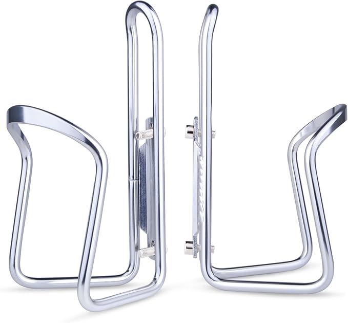 FiveBox Bike Water Bottle Cage, 2Pack Cycling Bicycle Water Bottle Cage Holder Bracket for Mountain Bike MTB Road Bike, Bike Accessories, Made of Lightweight Aluminum Alloy (Silver)