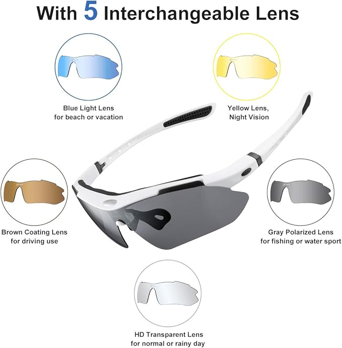 ROCKBROS Polarized Sunglasses Men Women Cycling/Pickleball/MTB Glasses UV Protection, Suitable for Myopia Glasses