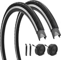 1 or 2 Pack 700X23C/25C/28C/35C Road Bike Tires with or Without 2 Inner Tubes Presta Valve and 2 levers for City Commuter Road Pavement Garden Trail Bike Tires