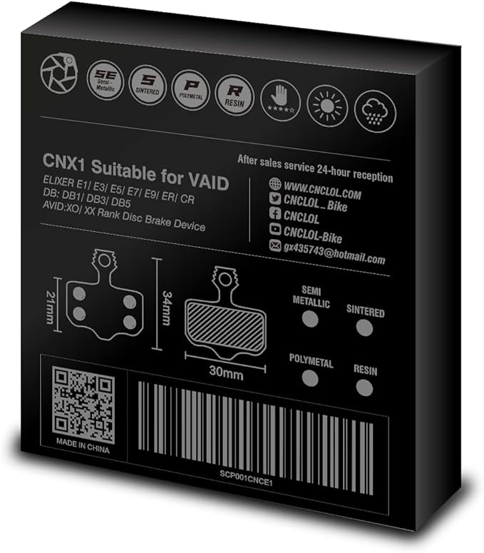 Bicycle Disc Brake Pads for Avid Elixir 1 3 5 7 9 ER CR Mag,Bike Brake Pads for Sram Level T TL Rival XX,X0,XXWC DB1 DB3 DB5 MTB Brake Pads. （Resin/Semi-Metallic）