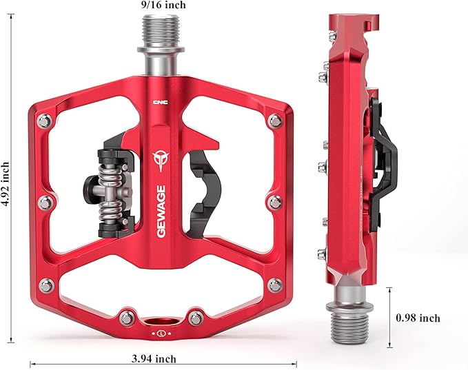 Mountain Bike Pedals- Dual Function Bicycle Flat Pedals and Clipless Pedals- 9/16" Platform Pedals Compatible with SPD for Road Mountain BMX Bike