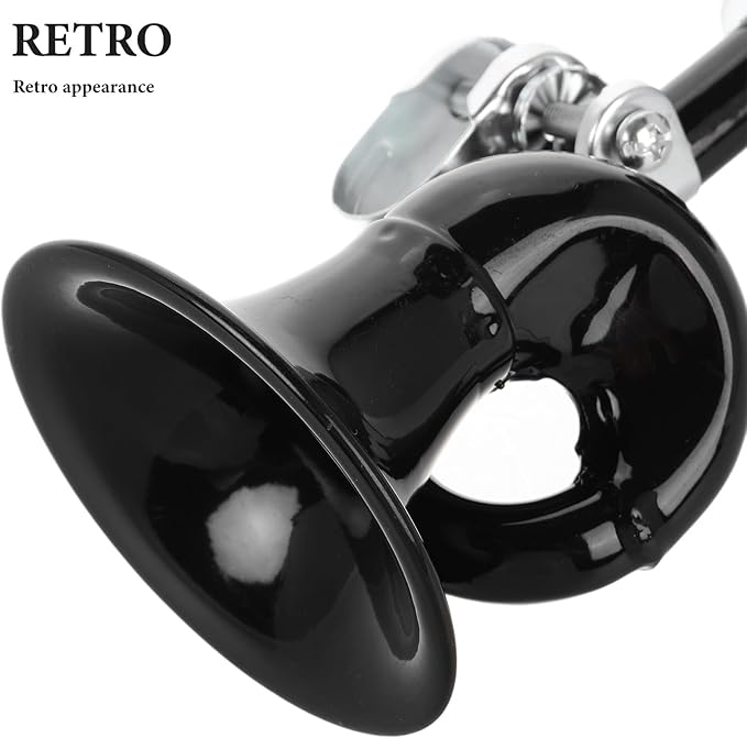 Toyvian Loud Bicycle Air Horn and Vintage Bike Bell for Mountain and Road Bikes, Black Retro Squeeze Handlebar Horn with Alarm Sound for Cycling and Outdoor Riding