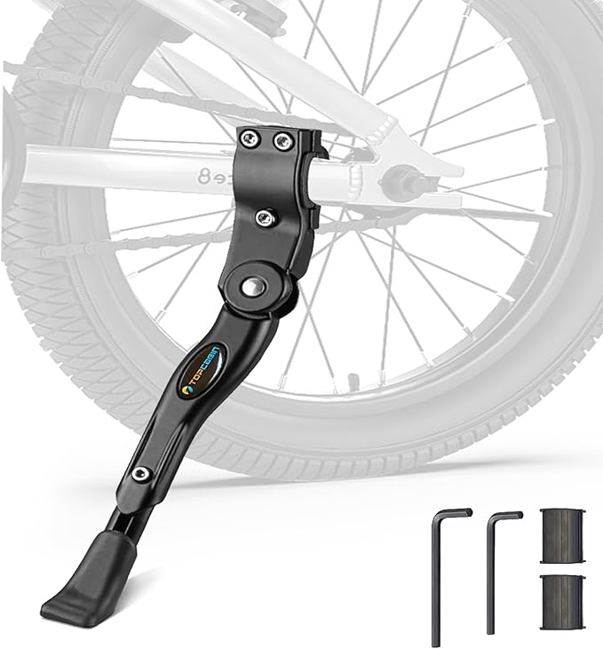 Bike Kickstand Adjustable Aluminium Alloy children Bicycle Kickstand Bike Side Kickstand Fit for 16" 18" 20" Kids Bike stand/Road Bike/BMX/MTB (Black for 16-18-20 inch bike)