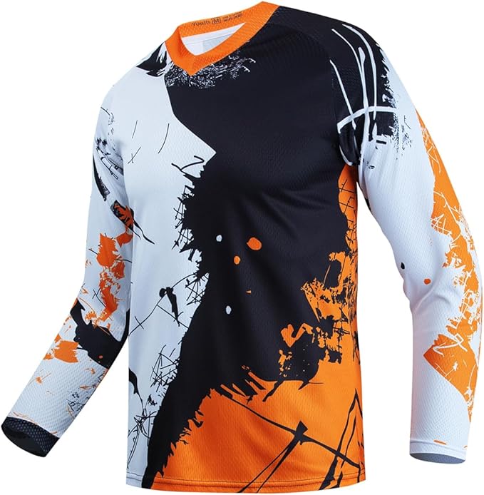 Men's Mountain Bike Jersey Long Sleeve MTB Off-Road Motocross Jersey Quick Dry Downhill&Motocross Shirts