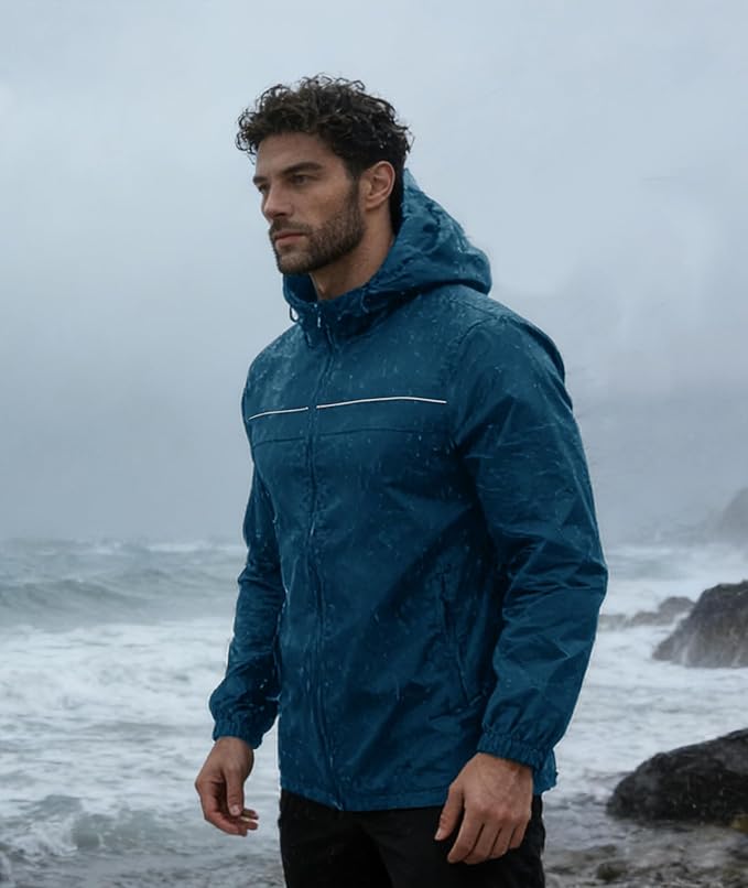 SWISSWELL Mens Rain Jacket & Coats Packable Lightweight Waterproof Windbreaker Hooded for Golf Cycling Hiking