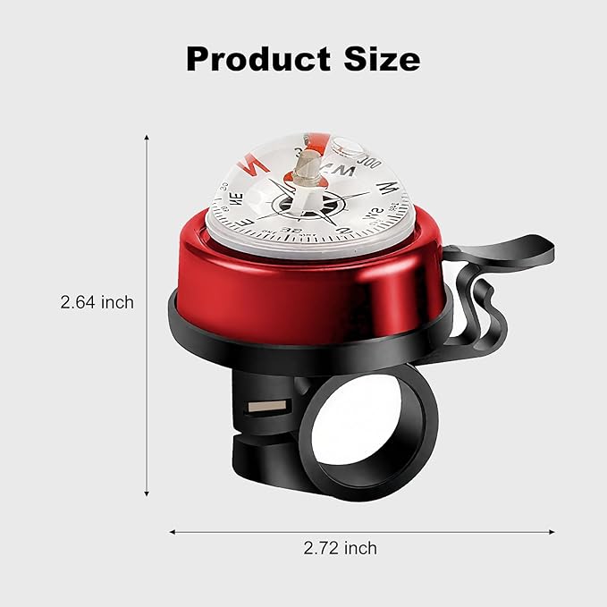 Pack of 2 Aluminum Alloy e-Bike Accessories for Adults | Compass Bicycle Bell & Loud Bike Horn Fits in 22.2mm Handlebars | Must Have Accessory for Men & Women for Mountain & Road