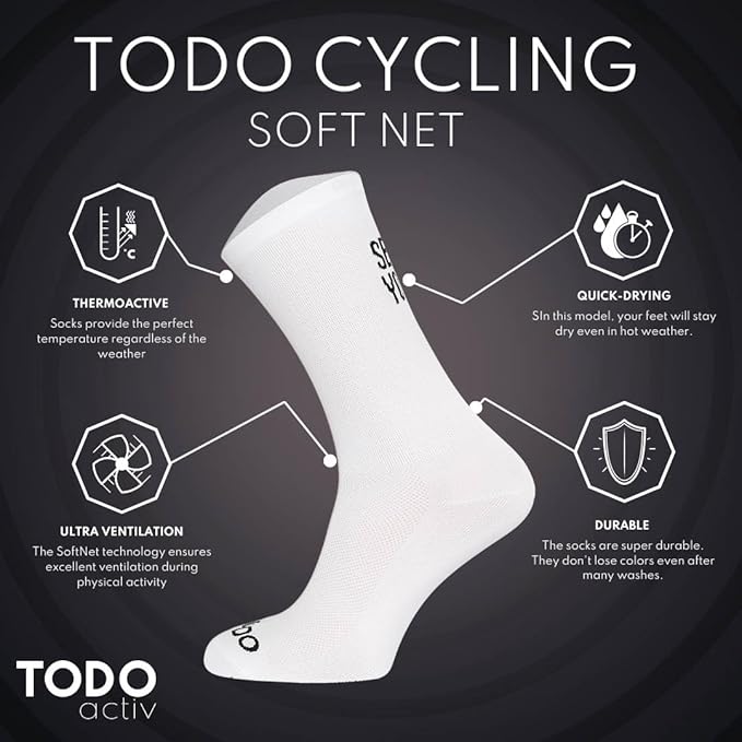 TODO PRO Cycling Socks - Breathable Bike Socks for Men and Women