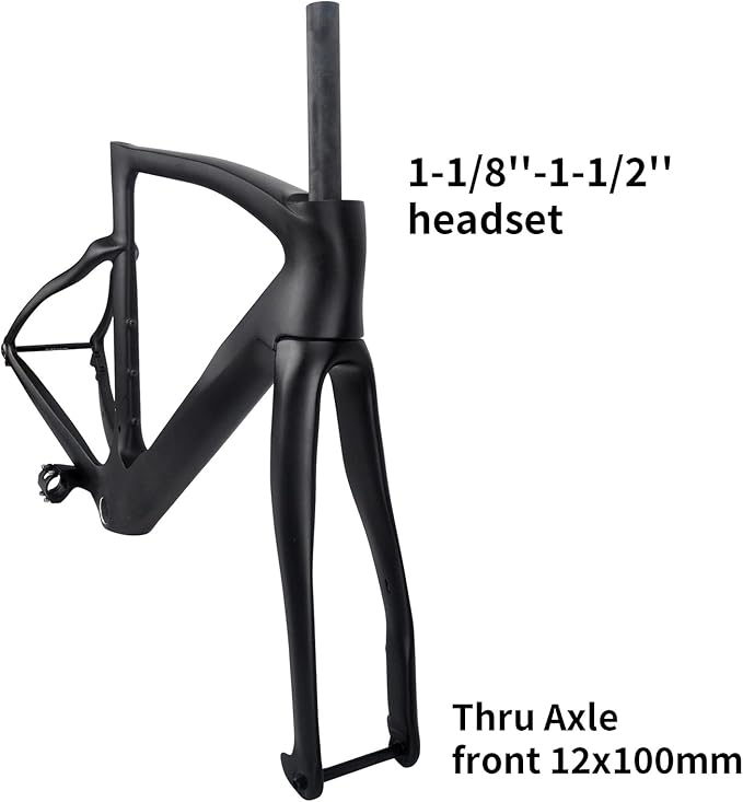 Full Carbon Fiber 700C Road Bike Frameset with Fork and Handlebar 43/46.5/50/51.5/53/54/55/56cm Bike Frame Disc Brake Thru Axle F12x100mm/R12x142mm