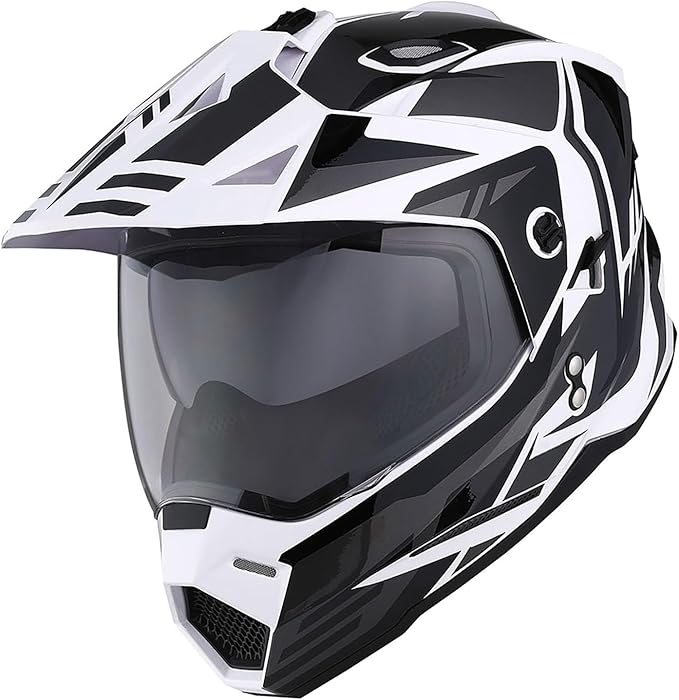1Storm Youth Kids Dual Sport Dual Visor Motorcycle Motocross Off Road Full Face Helmet Matt Black