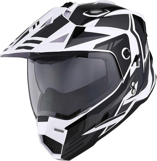1Storm Youth Kids Dual Sport Dual Visor Motorcycle Motocross Off Road Full Face Helmet Matt Black