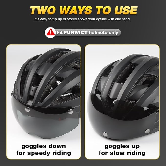 Magnetic Bike Helmet Goggles, Removable/Detachable Sun Visors Shield for Cycling Bicycle Helmet FW001