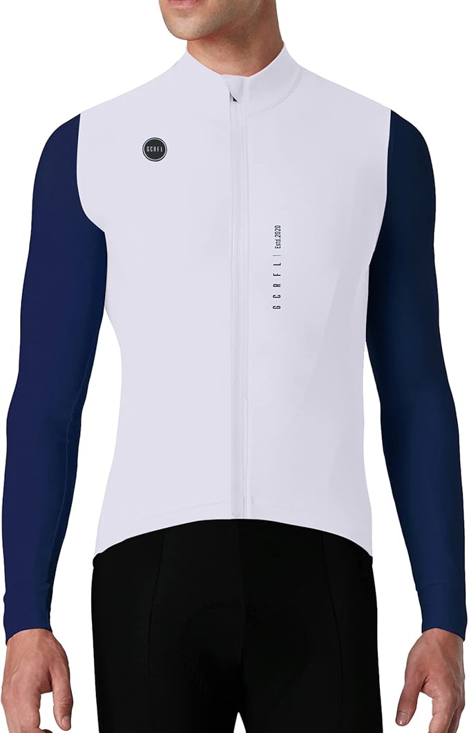 GCRFL Men's Cycling Jersey Long Sleeves Road Bike Jersey Shirt Cycling Tops, Zipper Pocket Lightweight PRO Race Fit UPF 50+