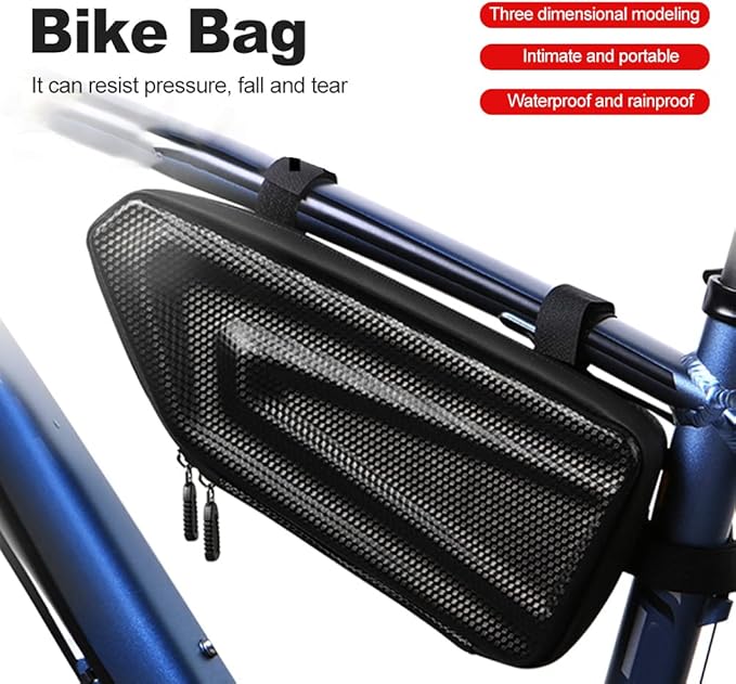 Bike Frame Storage Bag, Universal Waterproof Bicycle Triangle Front Frame Under Top Tube Bag, 2.5 L Narrow Edge Cycling Accessories Pouch for Road Bike MTB Bicycle (COLOR:black)