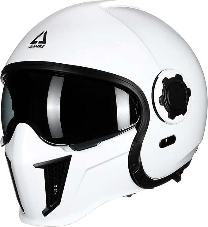 TRIANGLE Open Face Motorcycle Helmet Half for Men and Women Cruiser Scooter Street Bike DOT Approved (XX-Large, White)
