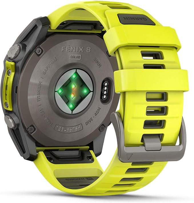 PlayBetter Garmin Fenix 8 Solar Sapphire (51mm, Titanium/Amp Yellow) Multisport GPS Smartwatch Bundle - 1.4” Touchscreen, Built-in LED Flashlight Wireless Running Earbuds