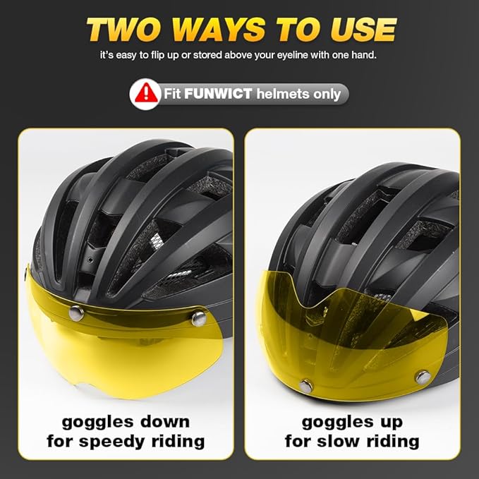 Magnetic Bike Helmet Goggles, Removable/Detachable Sun Visors Shield for Cycling Bicycle Helmet FW001