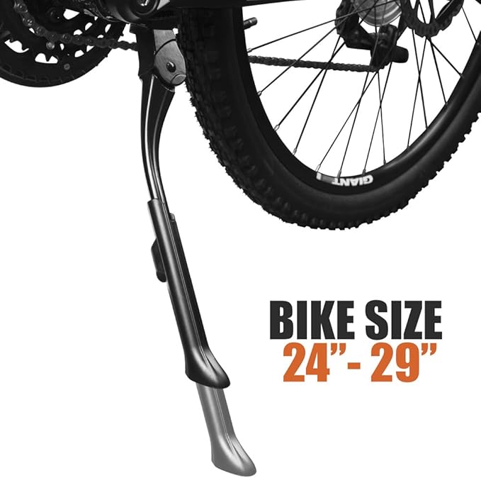 BV Rear Bike Stand for 24”-29” - Adjustable Bikes Kickstand for Adult Bike with Non-Slip Foot & Spring-Loaded Latch for Stable Any-Angle Stance - Bicycle Stand for Mountain, City & Hybrid Bikes