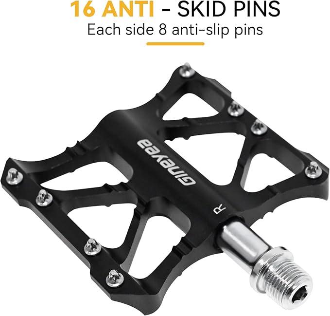 Bike Pedals, Universal Fit Bicycle Pedals Aluminum 9/16" Sealed Bearing Lightweight Wide Flat Platform for Road Mountain BMX MTB Bike