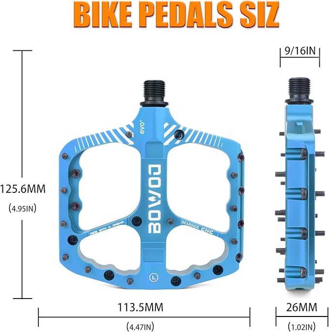 Bike Pedals 9/16" Lightweight Non-Slip Bicycle Platform Pedals - Fits Most Adult Bikes & Mountain Bikes &MTB, Road Bikes and Slip-Resistant Design