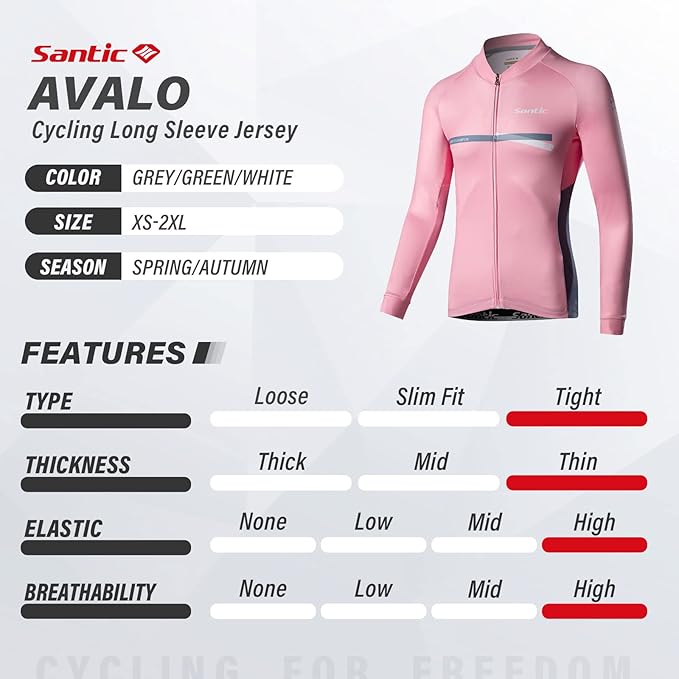 Santic Cycling Jersey Men's Long Sleeve Bike Reflective Full Zip Bicycle Shirts with Pockets