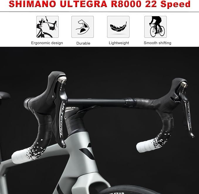 KABON Complete Carbon Road Bike, 700C Carbon Fiber Frame Road Bike with R8000 22 Speed Groupset Disc Brake Racing Bicycle 28C Tire Carbon Wheelset