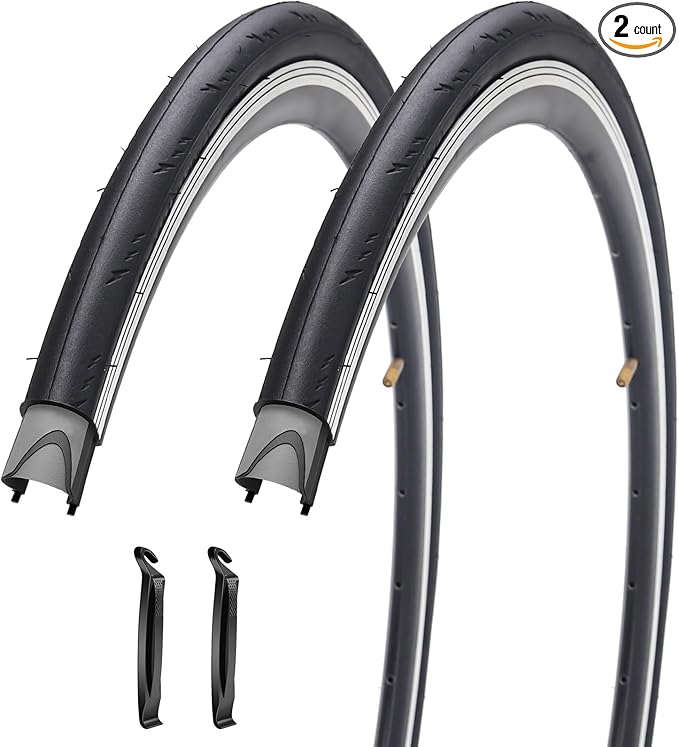 SIMEIQI 2 Pack700x23C (23-622) Foldable Road Bike Tires 700C Replacement Tires with Folding Bead, Puncture Resistant for Racing & Commuter Bicycles