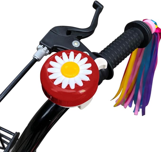 kortes 1 Pack Kids Bike Bell and 2 Pack Kids Bike Streamers for Children's Bike Accessories (Pink, Red,& Blue)