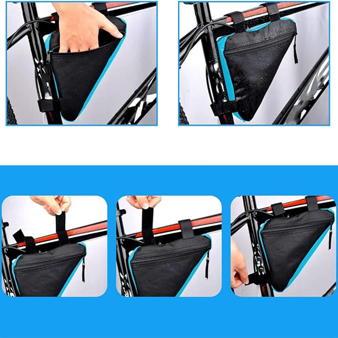 Bike Triangle Frame Bag - Bike Bicycle Storage Top Tube Bag Pack Triangle Pouch Road Mountain Cycling Strap Saddle Bag for Road Bikes Mountain Commute Bikes