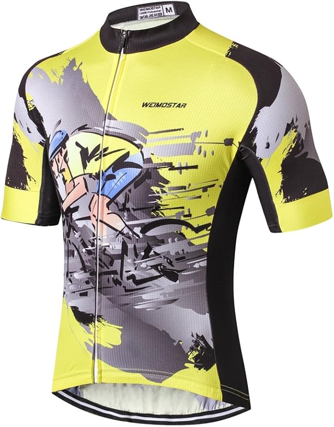 Weimostar Men's Cycling Jersey Men Mountain Bike Jerseys Short Sleeve Tops S-5XL