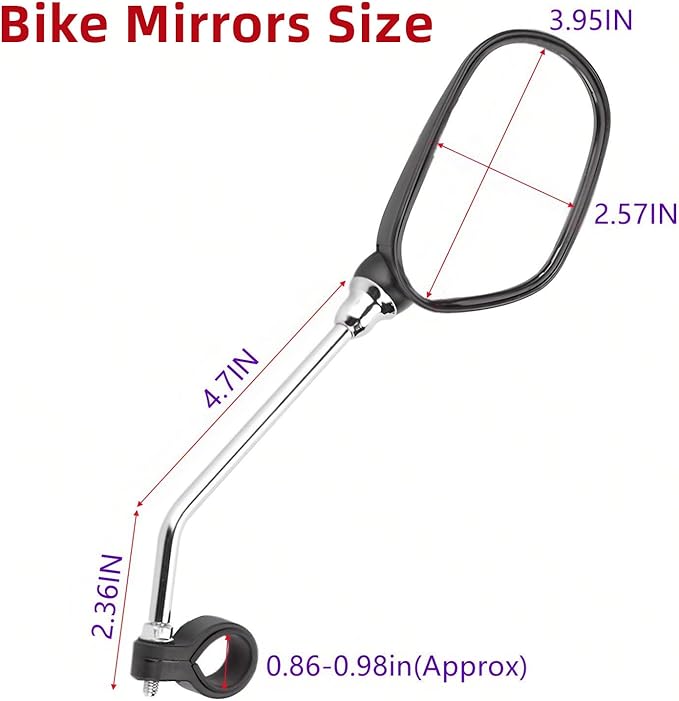 Bike Mirror,2 Pack Bicycle Mirror for Handlebars – Adjustable Bike Mirrors Handlebar Mount,Wide Field of View for Safe Cycling,Easy Installation