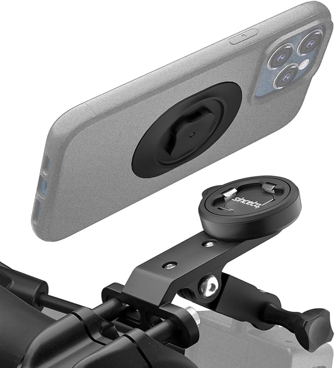 sincetop Bike Phone Holder, Aluminum Out-Front Bicycle Stem/Handlebar Phone Mount - 1S Quick Lock and Release Bicycle Phone Holder Universal for MTB Road Mountain Bikes, Action Cameras, Bike Lights
