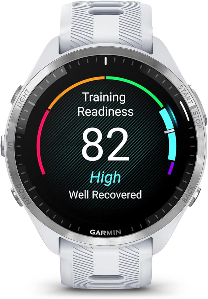 Garmin Forerunner 965 Advanced GPS Multisport Touchscreen Smartwatch, Whitestone | Heart Rate Monitor, Training Stats, On-Device Workouts, Up to 13 Day Battery Life w/Signature Series Charging Bundle