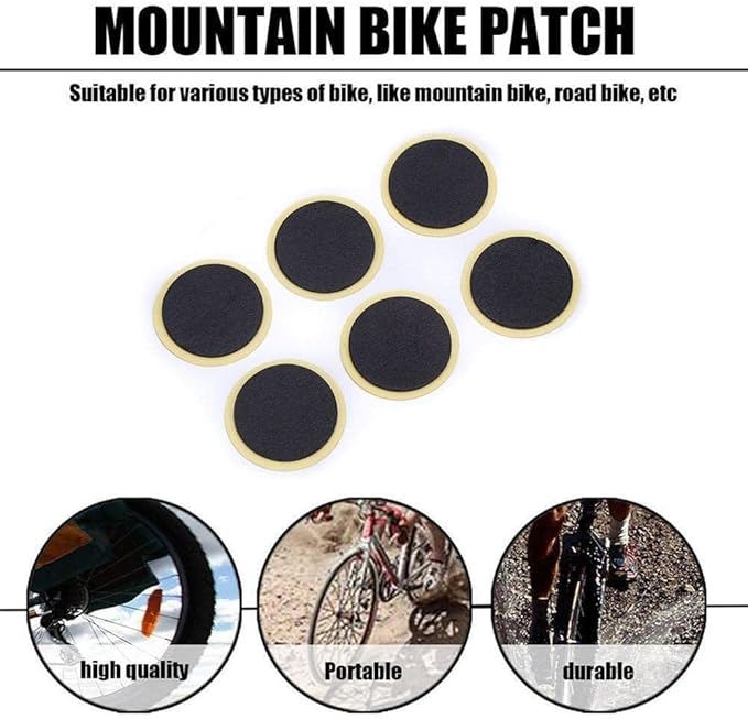 BWESOO 20 Pcs Black Bike Tire Patch Kit,Glueless Bike Repair Patch, Round for Bicycle Tube Patches,Bike Inner Tube Repair Kit,Bike Tire Repair Kits for Road and Mountain Bikes