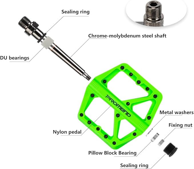 Mountain Bike Pedals - Durable Nylon DU Bearing Platform Pedals for MTB and BMX