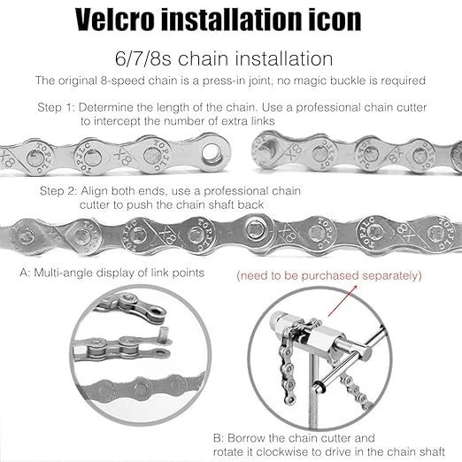 VXM Bike Chain 1/2" x 3/32" 116 Links 6/7/8 Speed, MTB/MTB/Road, 4000 lbs, Steel