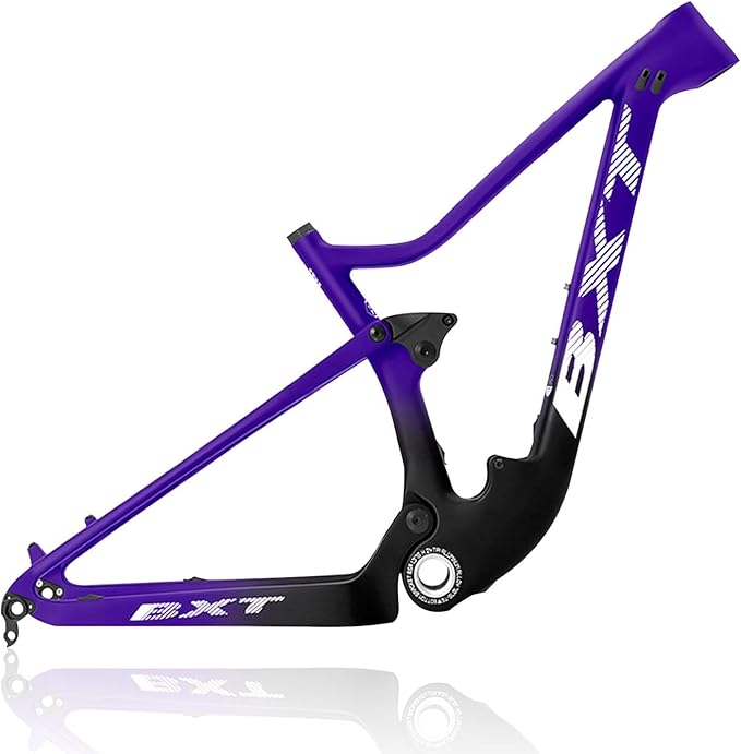 29er Full Suspension Mountain Bike Frame 16/17/19/21inch Carbon Disc Brake Bike Frame XC Soft Tail Enduro Frame Thru-Axle 12 * 142MM/Quick Release 9 * 135MM Travel 100mm(Violet,29 * 19")