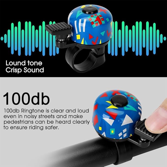 Kid Bike Bell - Bicycle Bell for Kids Boys Girls Adults | 120db Classic Mini Loud Bike Ring - Cool Bike Bell Design with Crisp Clear Sound for MTB,BMX,City Bike,Scooter -Kid Bike Accessories