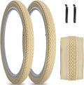 SIMEIQI 1 or 2 Pack 26"x2.125" Cruiser Beach Bike Tires Cream Color with or Without Inner Tubes 26"x1.75"/2.125" Replacement Folding Bicycle Tyres for City Commuter Urban Pavement