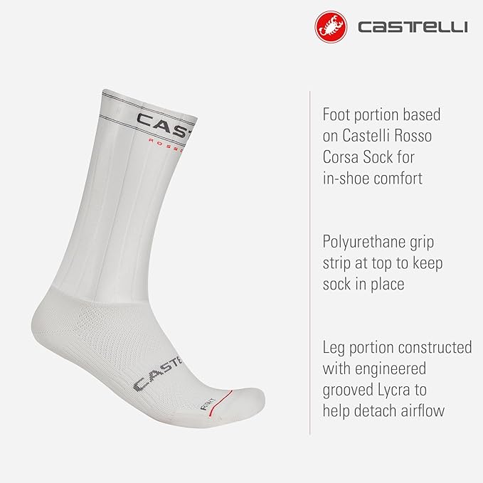 CASTELLI Fast Feet 4 Sock, Aero Cycling Socks with Non-Slip Grip for Pro-Level Speed & Comfort for Men & Women
