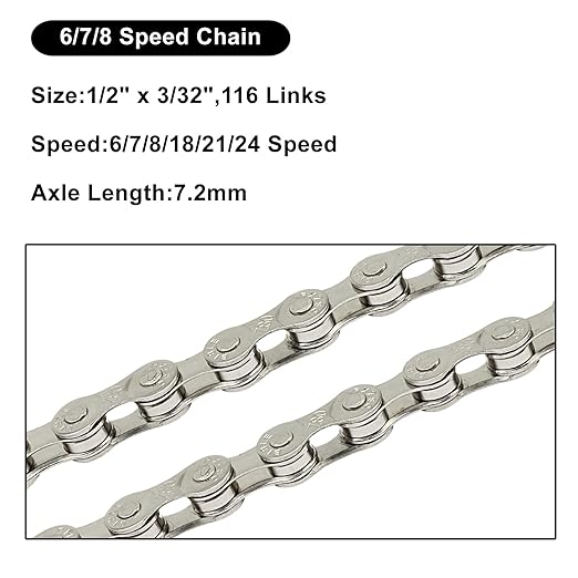 Murtenze 6/7/8 Speed Bike Chain 1/2 x 3/32 Inch 116 Links Bike Chain for Road Mountain Racing Cycling/Bikers